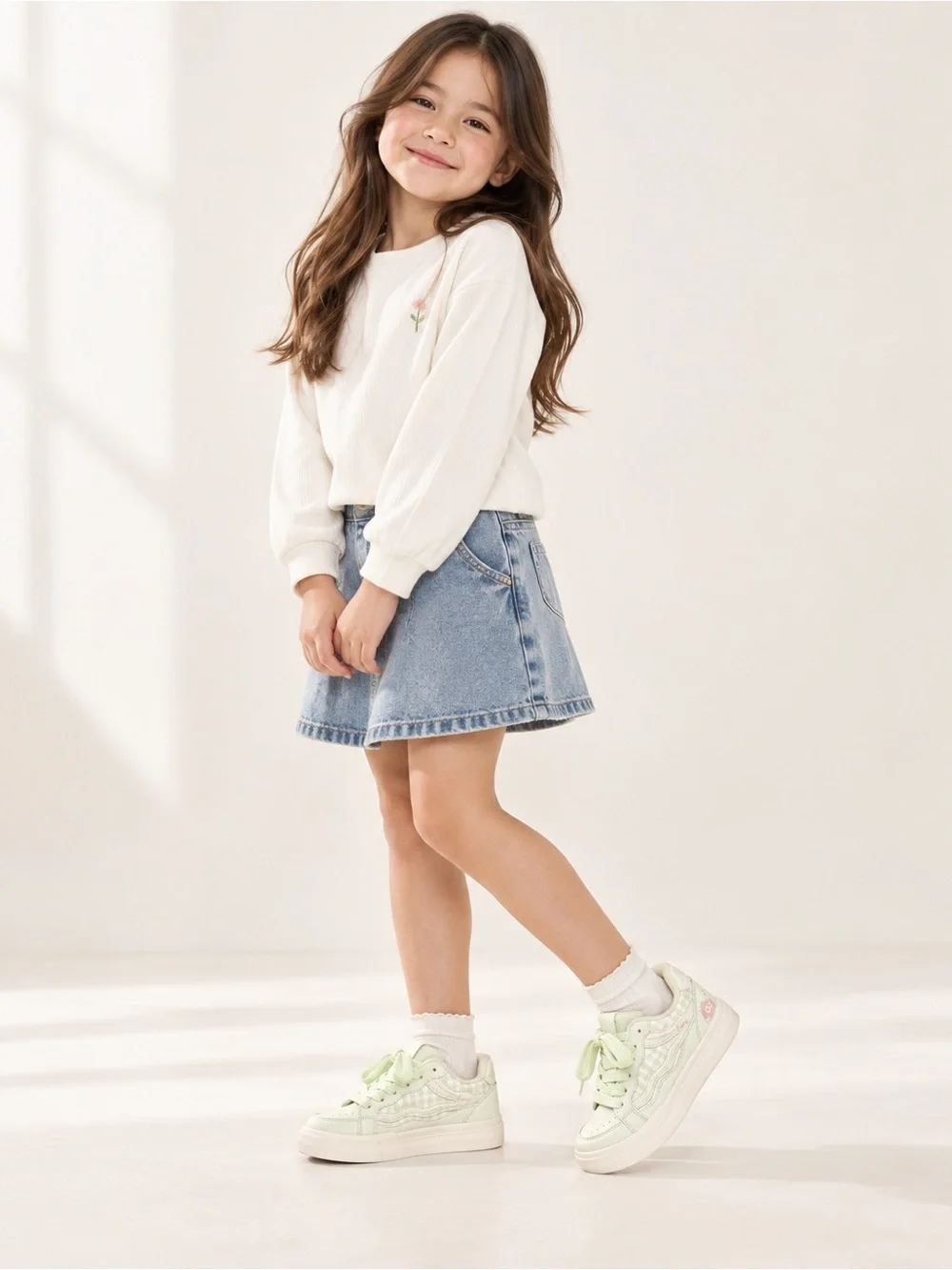 Kids Light Green Plaid Casual Sneakers - Funny
